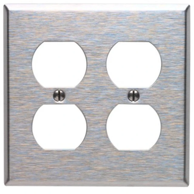 Alt view image 2 of 5 - 84016 2-Gang Dplx Device Rcptcl Wlplt, Stndrd, Device Mount, Stainless Steel