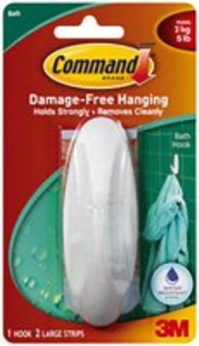 Main image of 3M 17083B Command Designer Large Bath Hook 1 hook, 2 strips