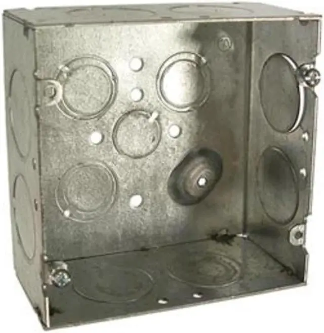 Alt view image 2 of 4 - RACO 258 Electrical Box, 42 cu in, Square Box Type, 2 Gangs, Steel, Square Shape