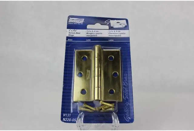 Alt view image 2 of 4 - Brass Screen Door Hinge w/Screws National Hardware Screen Door Hardware N220-053