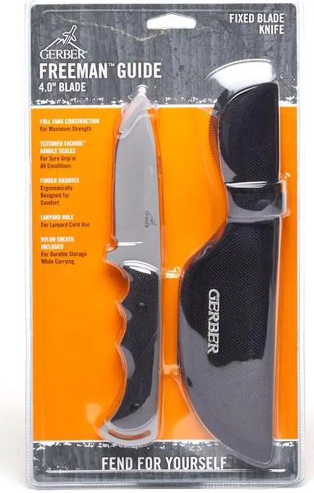 Alt view image 8 of 12 - Gerber Fixed Blade Knife,4" L,Black,Sheath HAWA 31-000588