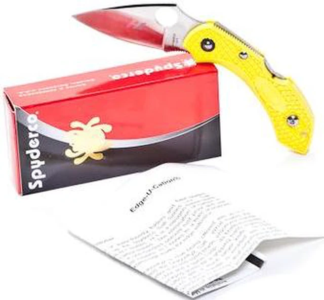 Alt view image 7 of 18 - Spyderco Dragonfly 2 Folder 2.25 in H1 Plain Yellow FRN Hndl