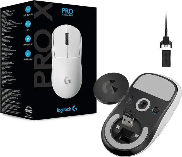 Alt view image 4 of 7 - Logitech - PRO X SUPERLIGHT Lightweight Wireless Optical Gaming Mouse with HERO 25K Sensor - White