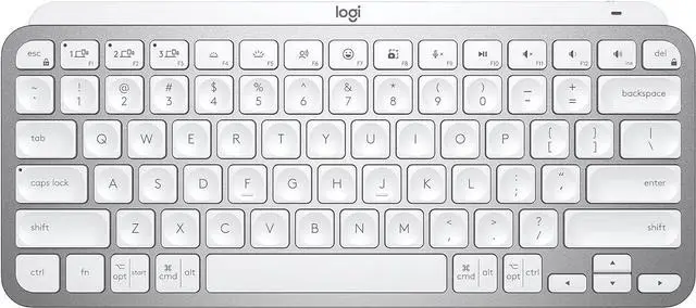 Alt view image 6 of 6 - Logitech MX Keys Mini Minimalist Wireless Illuminated Keyboard - Wireless Connectivity - Bluetooth - 32.81 ft Emoji, Dictation, Mute Hot Key(s) - PC, Mac - MX Keyswitch - Pale Gray
