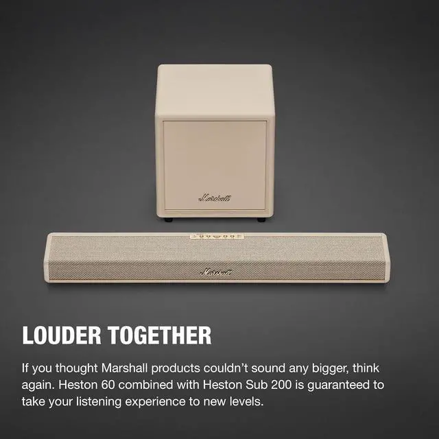 Alt view image 2 of 7 - Marshall Heston Sub 200 Wireless Subwoofer Speaker System Audio Cream