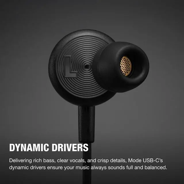 Alt view image 2 of 7 - Marshall Mode USB-C Wired In-Ear Earphones Headset Built-in Mic Black