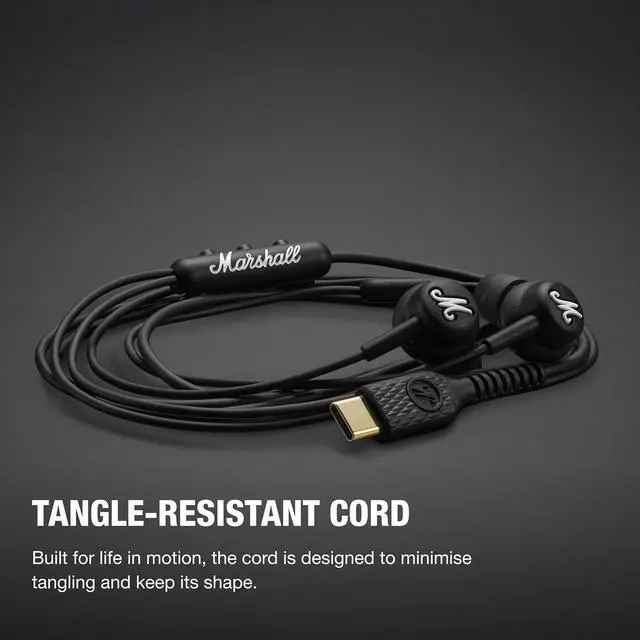 Alt view image 4 of 7 - Marshall Mode USB-C Wired In-Ear Earphones Headset Built-in Mic Black