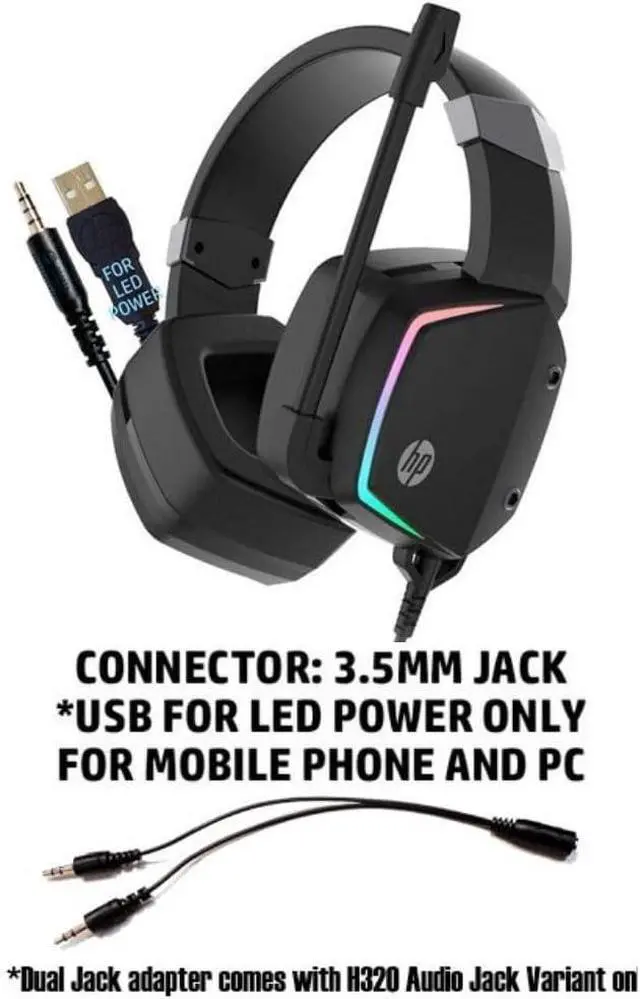 Alt view image 4 of 7 - HP H320 USB 3.5mm Wired 7.1 Surround Sound Over Ear Gaming Headset Mic