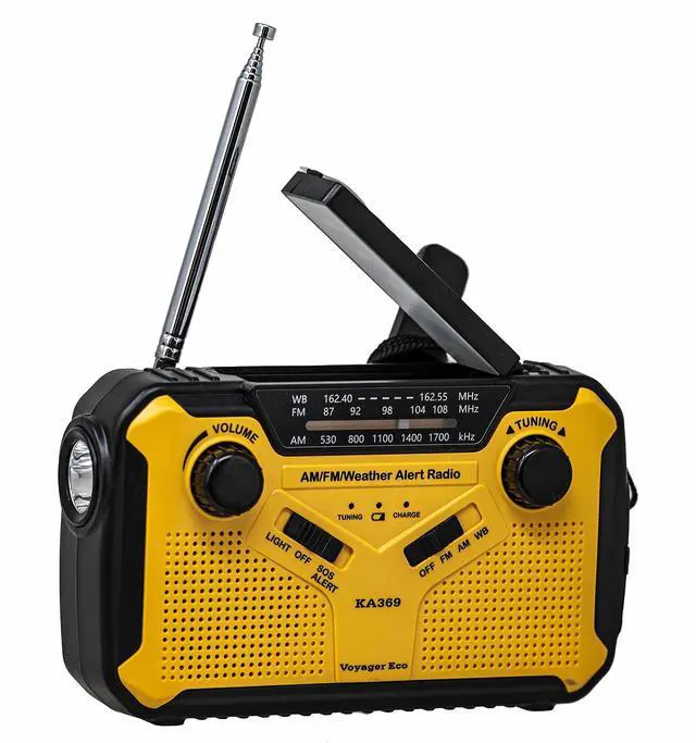 Main image of Kaito KA369 Voyager ECO Emergency Solar Hand Crank Weather Radio Yellow