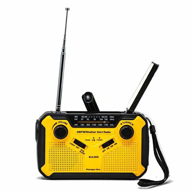 Alt view image 2 of 6 - Kaito KA369 Voyager ECO Emergency Solar Hand Crank Weather Radio Yellow