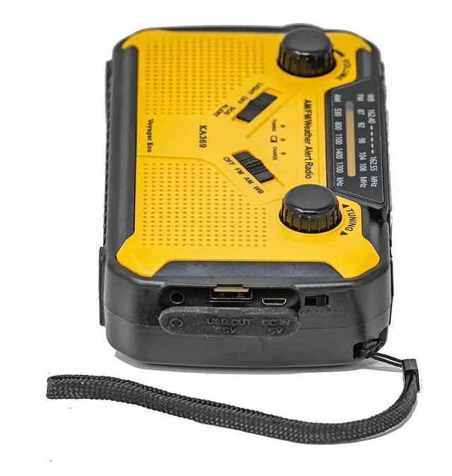 Alt view image 3 of 6 - Kaito KA369 Voyager ECO Emergency Solar Hand Crank Weather Radio Yellow
