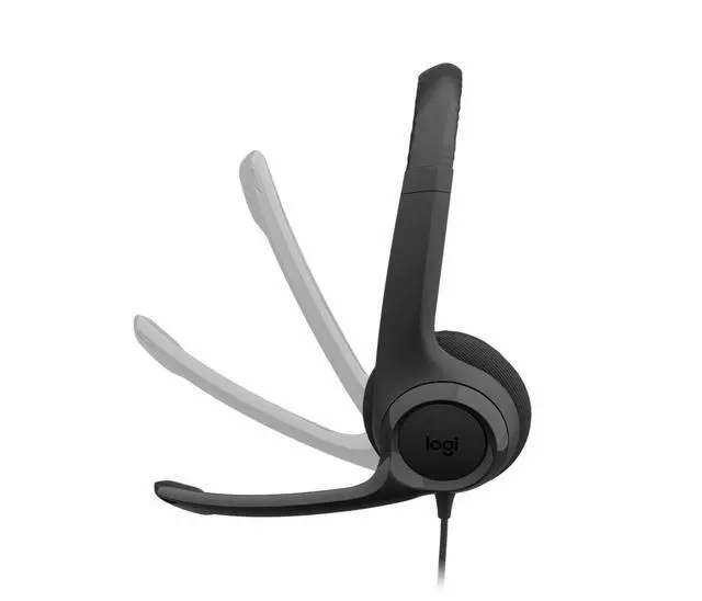 Alt view image 4 of 7 - Logitech H390 USB Wired Stereo Headset Noise Cancelling Mic Black Laptop
