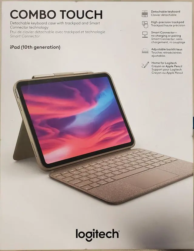 Alt view image 2 of 3 - Logitech Combo Touch Detachable Protective Keyboard Cover iPad 10th Gen Sand