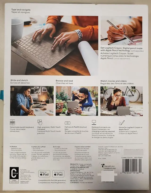 Alt view image 3 of 3 - Logitech Combo Touch Detachable Protective Keyboard Cover iPad 10th Gen Sand