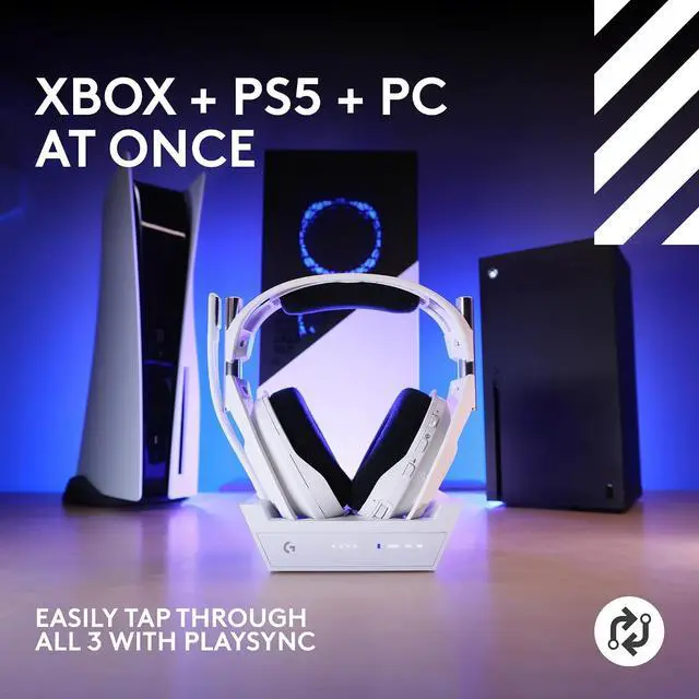 Alt view image 2 of 7 - Logitech G Astro A50 X Omni Platform Wireless Headset Base Station PC White