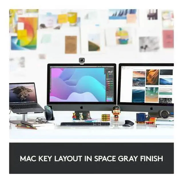 Alt view image 12 of 17 - Logitech MX KEYS FOR MAC 920-009552 Space Gray Bluetooth Wireless Keyboard