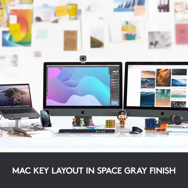 Alt view image 13 of 17 - Logitech MX KEYS FOR MAC 920-009552 Space Gray Bluetooth Wireless Keyboard
