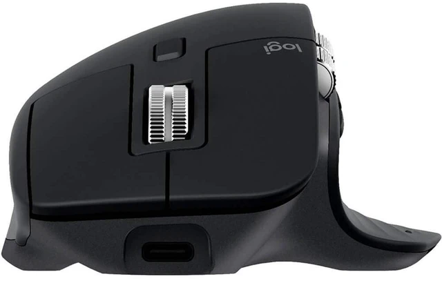 Alt view image 10 of 12 - Logitech MX Master 3 Mouse - Darkfield - Wireless - Bluetooth/Radio Frequency - 2.40 GHz - Black - USB - 4000 dpi - Scroll Wheel, Thumbwheel - 7 Button(s)