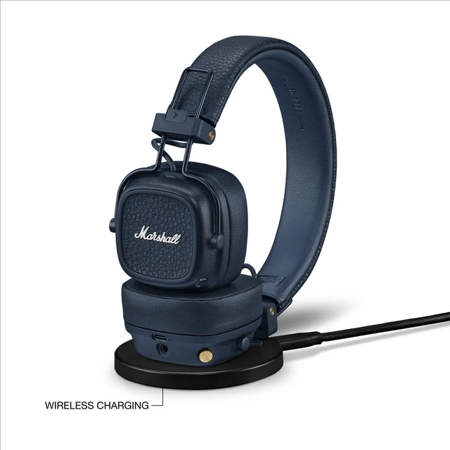 Alt view image 7 of 7 - Major V Wireless On-Ear Bluetooth Headphones - Midnight Blue 100+ Hr Playtime Microphone for Calls Lightweight Foldable Design for Travel Detachable Audio Cable