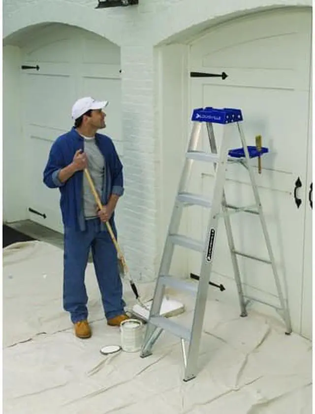 Alt view image 12 of 18 - Louisville AS2106 6 ft. Type I Duty Rating 250 lbs. Load Capacity Aluminum Step Ladder with Molded Pail Shelf
