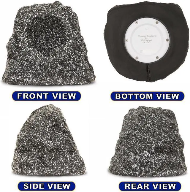 Alt view image 5 of 7 - Theater Solutions B41GG Fully Wireless 120 Watt Rechargeable Battery Bluetooth Rock Speaker Pair Granite Link Up To 99 Speakers Wirelessly