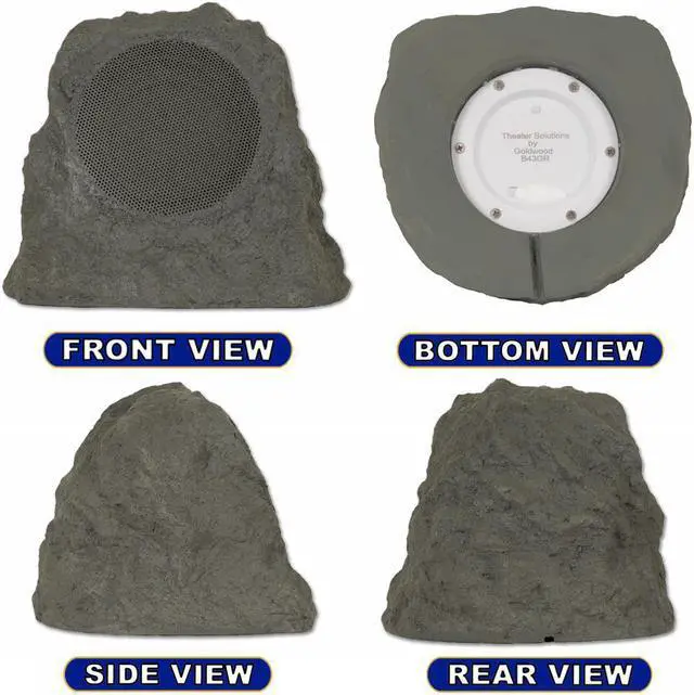 Alt view image 5 of 7 - Theater Solutions B43GR Fully Wireless 120 Watt Rechargeable Battery Bluetooth Rock Speaker Pair Slate Grey Link Up To 99 Speakers Wirelessly