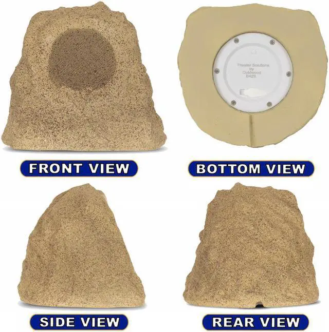 Alt view image 5 of 7 - Theater Solutions B42S Fully Wireless 60 Watt Rechargeable Battery Bluetooth Rock Speaker Sandstone Link Up To 99 Speakers Wirelessly