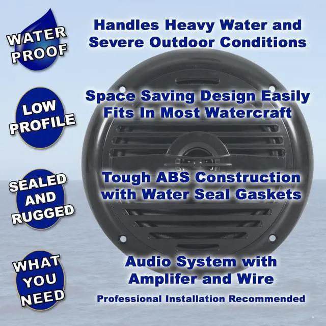 Alt view image 2 of 6 - Acoustic Audio MRN65B Waterproof Flush Mount Marine 7" Speakers Passive 2 Pair Pack Black