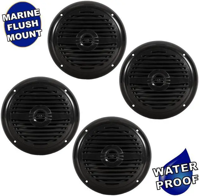 Main image of Acoustic Audio MRN65B Waterproof Flush Mount Marine 7" Speakers Passive 2 Pair Pack Black
