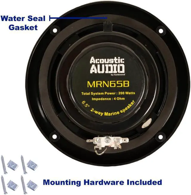 Alt view image 4 of 6 - Acoustic Audio MRN65B Waterproof Flush Mount Marine 7" Speakers Passive 2 Pair Pack Black