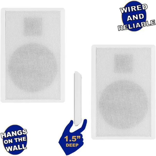 Main image of Acoustic Audio SLM1W Mountable On Wall Slim Speakers Home Theater Wired Pair Pack