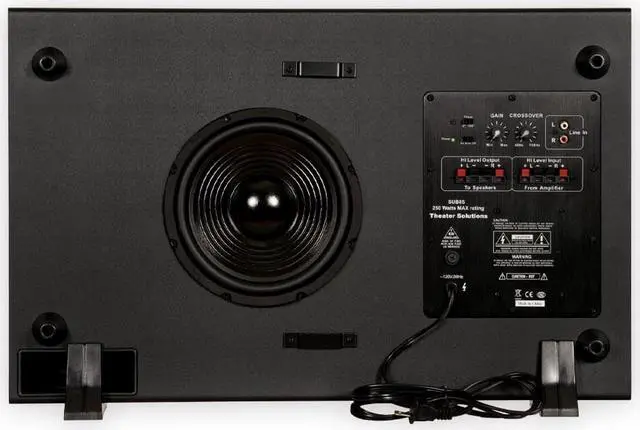 Alt view image 11 of 13 - Theater Solutions by Goldwood 250 Watt 8 Inch Slim Home Theater Subwoofer, Black