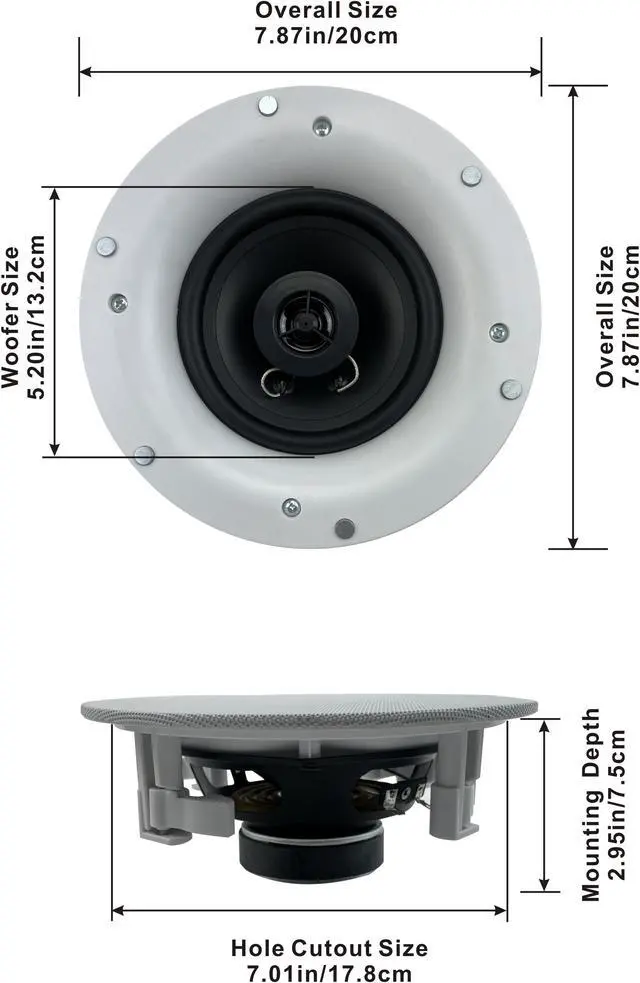 Alt view image 3 of 6 - Acoustic Audio R192 Frameless In Ceiling / In Wall Speaker Pair 2 Way Home Theater Surround Speakers