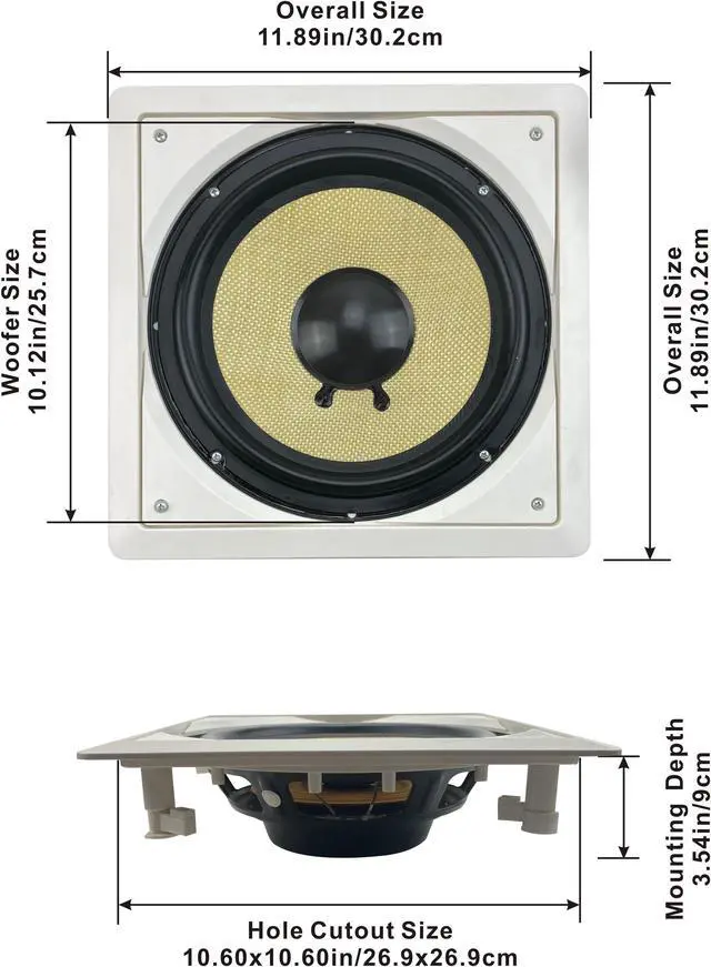 Alt view image 3 of 7 - Acoustic Audio HD-S10 Flush Mount Subwoofers with 10" Speaker and Amps 3 Pack