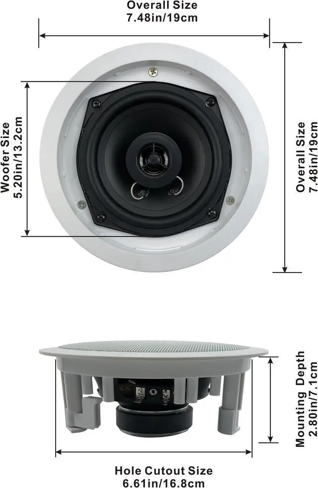 Alt view image 6 of 8 - Acoustic Audio R191 In Ceiling / In Wall 5 Speaker Set 2 Way Home Theater Flush Mount