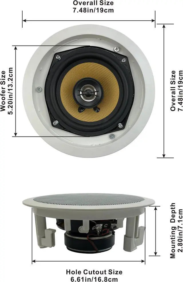Alt view image 2 of 4 - Acoustic Audio HD-5 In Ceiling Speakers Home Theater Surround Sound 3 Speaker Set