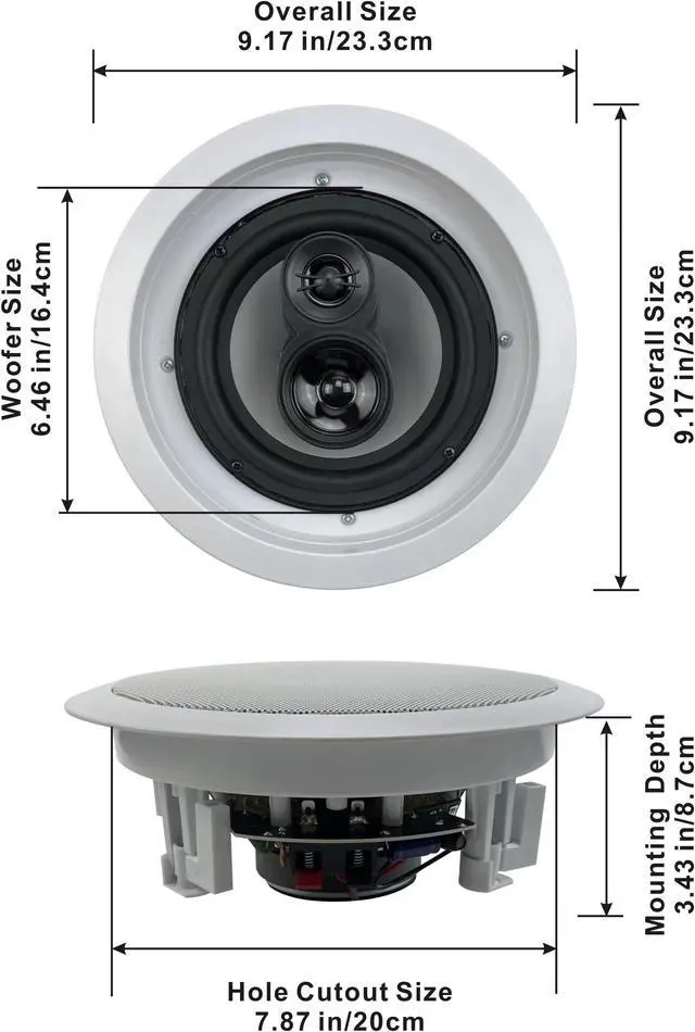 Alt view image 2 of 5 - Acoustic Audio CS-IC63 In Ceiling 6.5" Speaker 8 Pair Pack 3 Way Home Theater Flush Mount