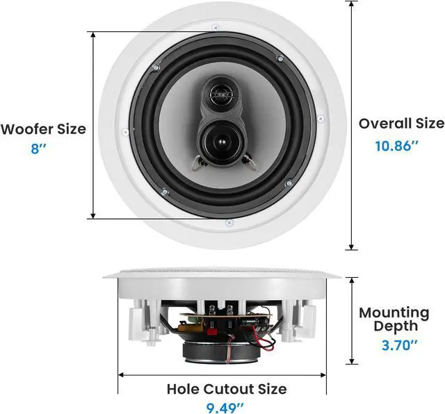 Alt view image 2 of 8 - Acoustic Audio CS-IC83 In Ceiling 8" Home Theater 7 Speaker Set 3 Way Flush Mount