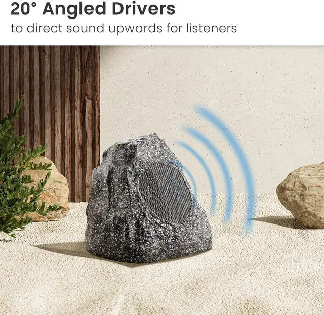 Alt view image 5 of 8 - Theater Solutions 8R4G Outdoor Granite Rock 8 Speaker Set for Deck Pool Spa Patio Garden