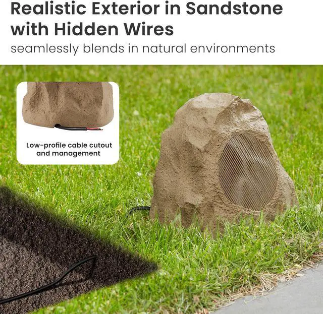 Alt view image 2 of 7 - Theater Solutions 6R4S Outdoor Sandstone Rock 6 Speaker Set for Yard Patio Pool Spa