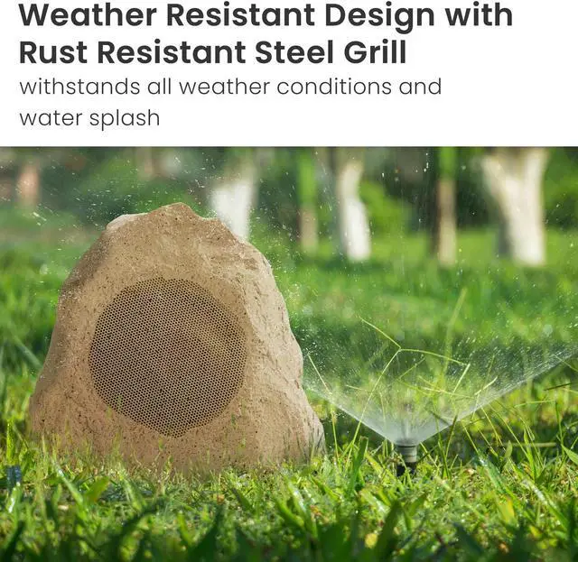 Alt view image 7 of 7 - Theater Solutions 6R4S Outdoor Sandstone Rock 6 Speaker Set for Yard Patio Pool Spa