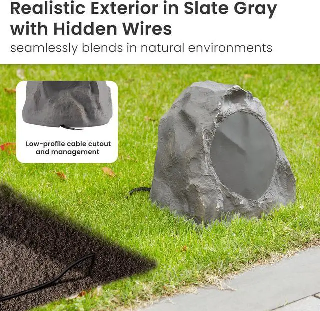 Alt view image 2 of 7 - Theater Solutions 10R8SG Outdoor Slate 8" Rock 10 Speaker Set for Deck Pool Spa Yard Garden