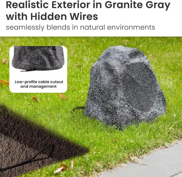 Alt view image 2 of 7 - Theater Solutions 8R8G Outdoor Granite 8" Rock 8 Speaker Set for Deck Pool Spa Yard Garden