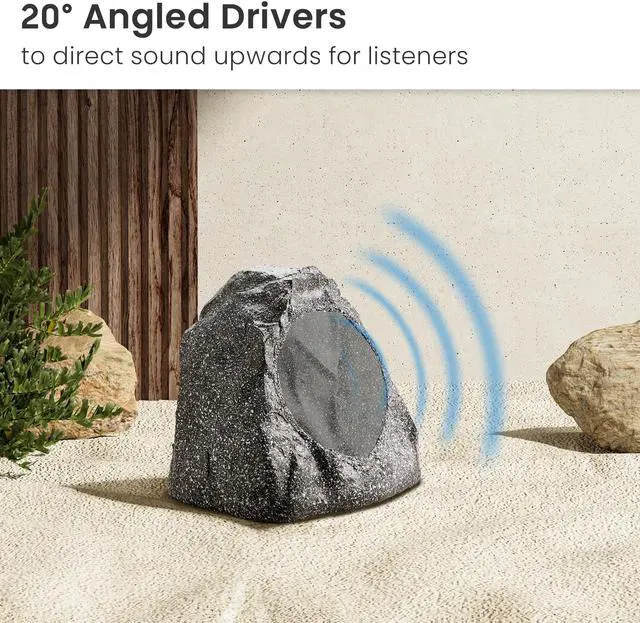 Alt view image 4 of 7 - Theater Solutions 8R8G Outdoor Granite 8" Rock 8 Speaker Set for Deck Pool Spa Yard Garden