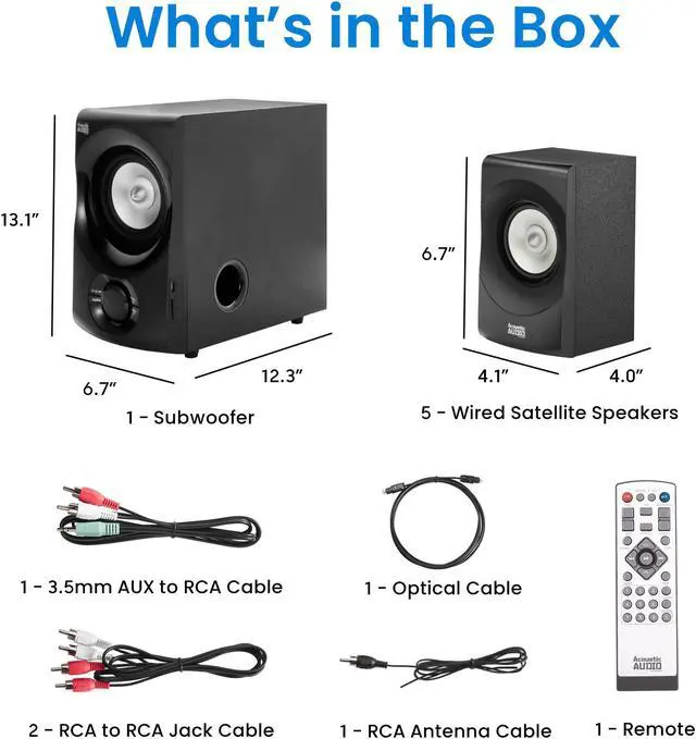 Alt view image 15 of 16 - Acoustic Audio by Goldwood AA5171 5.1 Surround Sound Bluetooth Home Entertainment System (6 Speakers, 5.1 Channels, Black with Silver)
