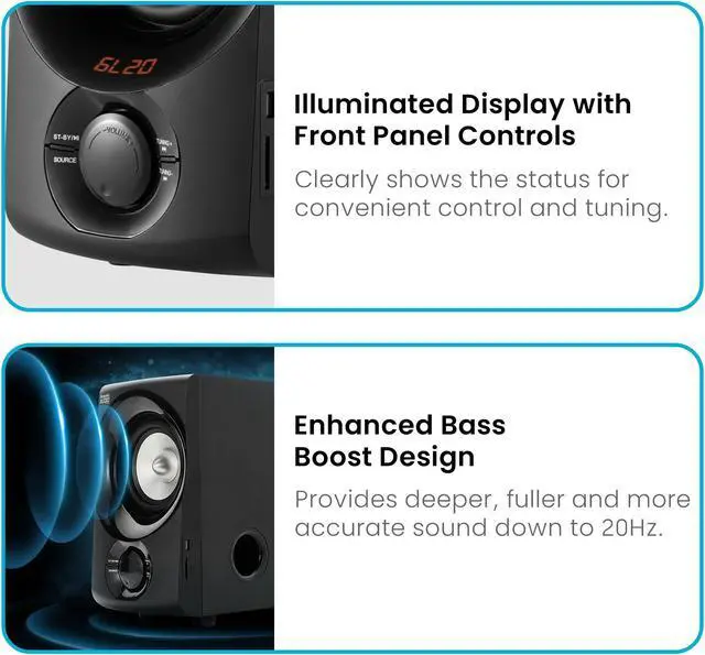 Alt view image 16 of 16 - Acoustic Audio by Goldwood AA5171 5.1 Surround Sound Bluetooth Home Entertainment System (6 Speakers, 5.1 Channels, Black with Silver)