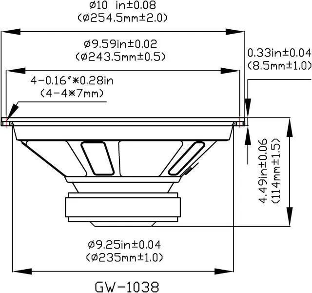 Alt view image 2 of 6 - 4 Goldwood Sound GW-1038 Rubber Surround 10" Woofers 250 Watts each 8ohm Replacement Speakers
