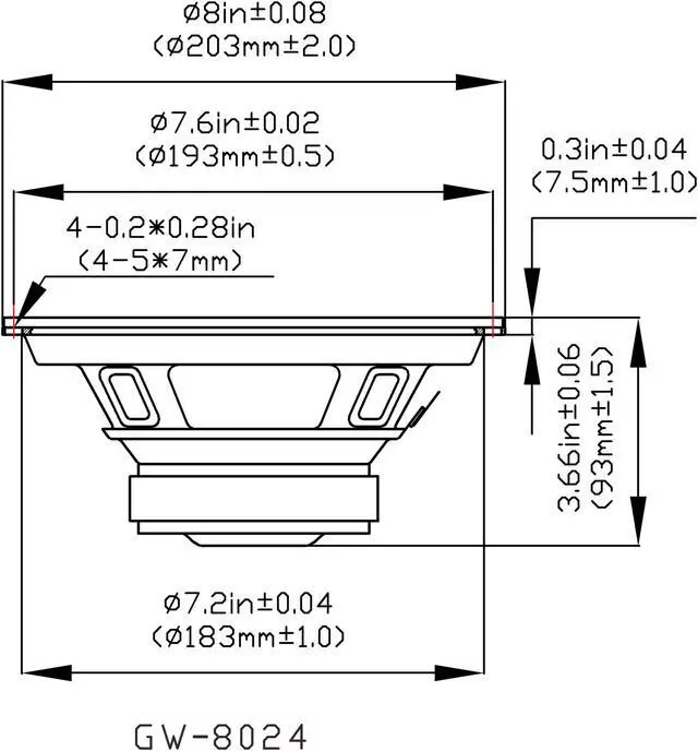 Alt view image 2 of 5 - 8 Goldwood Sound GW-8024 Rubber Surround 8" Woofers 190 Watts each 4ohm Replacement Speakers