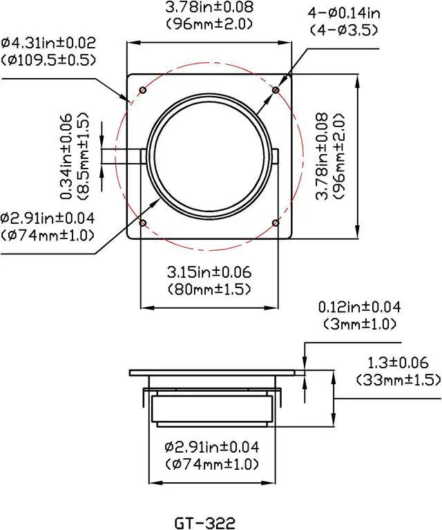Alt view image 2 of 5 - 40 Goldwood Sound GT-322 Titanium Dome Tweeters 120 Watt each 8ohm Replacement Square Tweeters