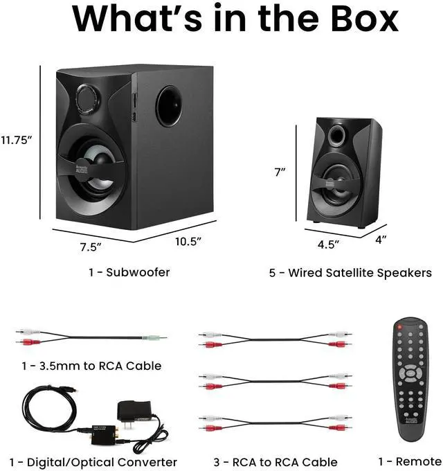 Alt view image 15 of 15 - Acoustic Audio by Goldwood AA5400 6 Piece Surround Sound System Set Home Theater